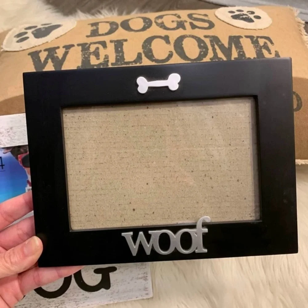 Dogs Welcome Pillow & Picture Frames Home Decor Set Bundle - Brown / Neutral NWT